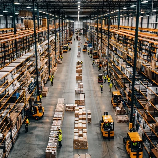 busy warehouse activity stockcake